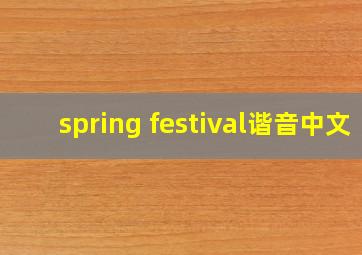 spring festival谐音中文